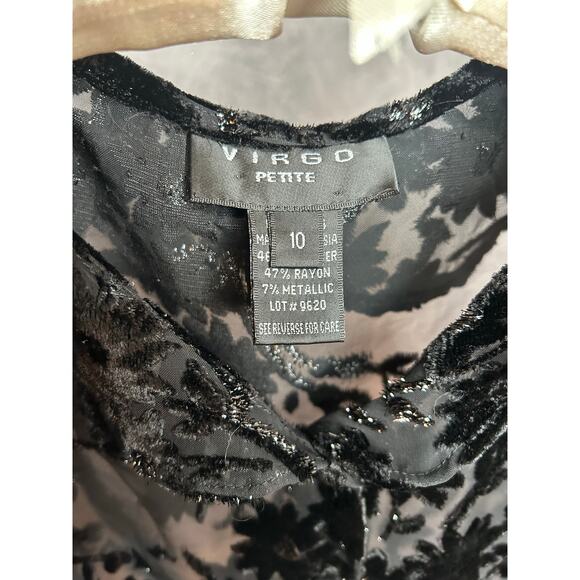 VTG Top Women SZ 10 y2K Black Burnout Velvet 90s  Whimsigoth Sheer Witchy Event - Picture 4 of 10